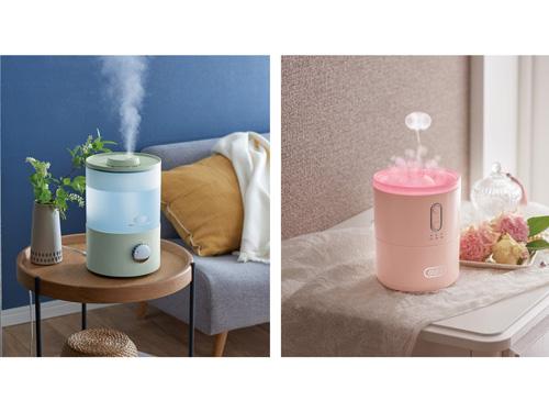 （写真左から）「Ｔｏｆｆｙ　抗菌アロマ加湿器」と「Ｔｏｆｆｙ　ふわふわリング加湿器」